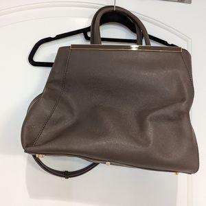 Taupe Saffiano Leather Danier Satchel